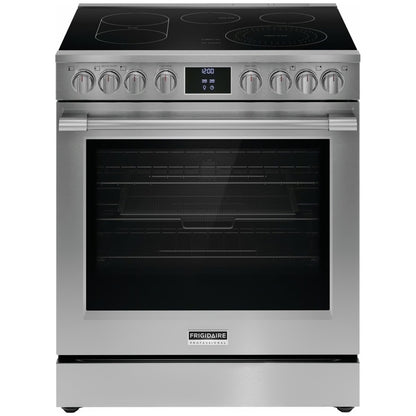 Cocina eléctrica deslizable profesional de 30 pulgadas con 5 elementos en acero inoxidable, freidora de aire y convección total