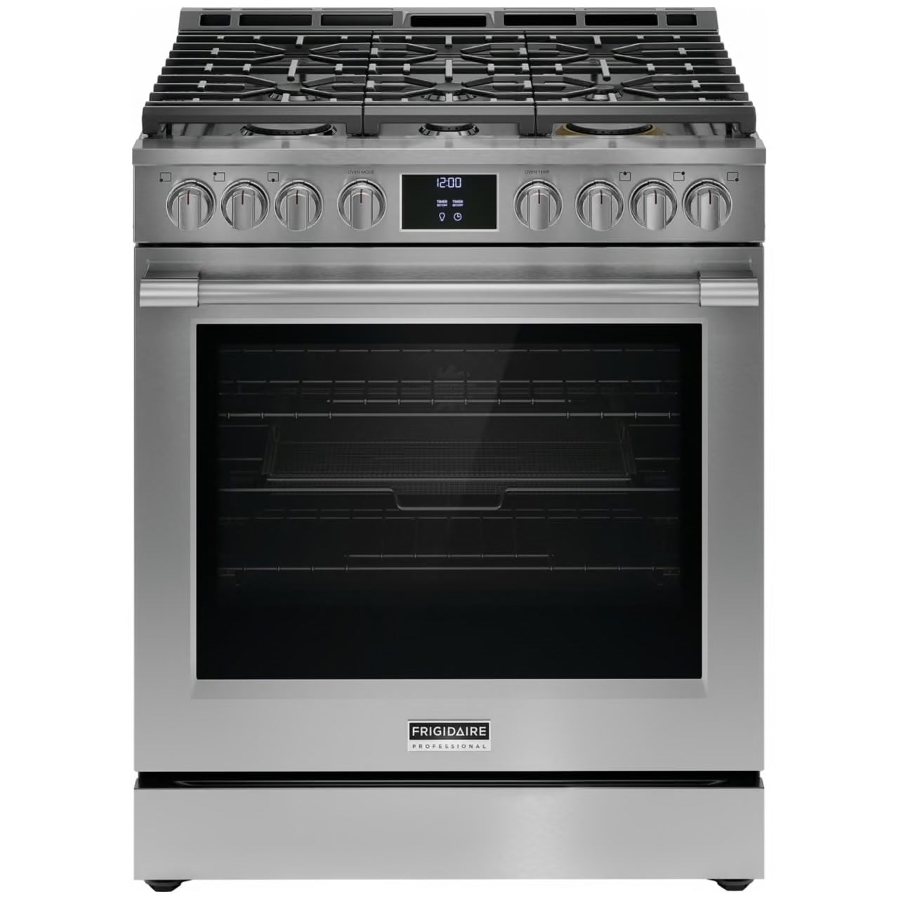 Professional 30 in. 6 Burner Slide-In Gas Range in Stainless Steel with Air Fry and Total Convection