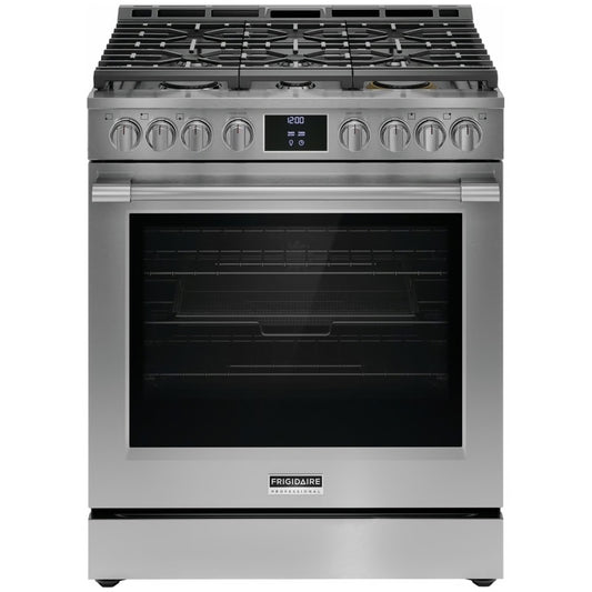 Professional 30 in. 6 Burner Slide-In Gas Range in Stainless Steel with Air Fry and Total Convection