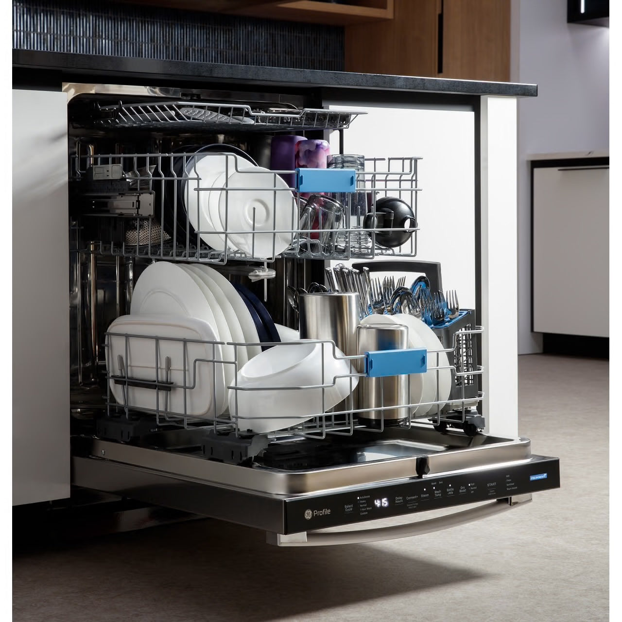 Profile 24 in Smart Built-In Top Control Fingerprint Resistant Stainless Dishwasher w/ Microban Technology, 44 dBA