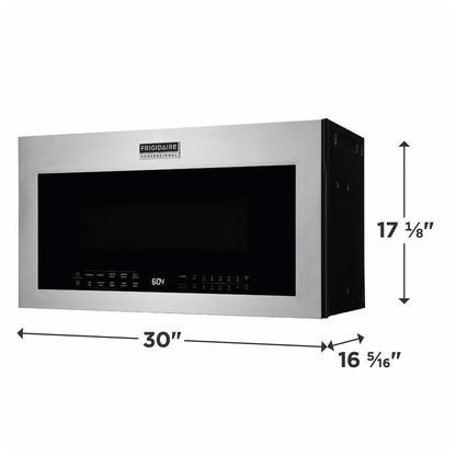 Microondas profesional de 30 pulgadas y 1.9 pies cúbicos sobre la estufa en acero inoxidable con ventilación y freidora de aire