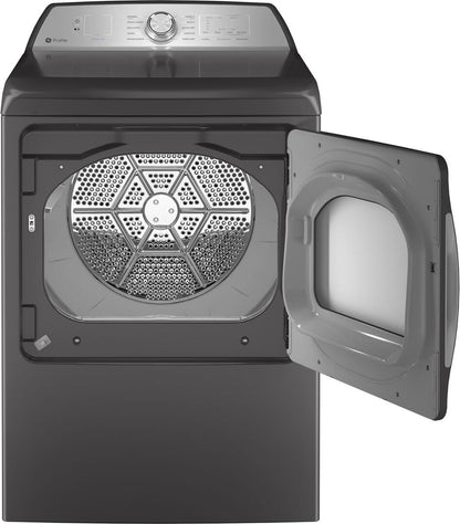 Secadora eléctrica inteligente Profile de 7.4 pies cúbicos en color gris diamante con ciclo de desinfección y secado por sensor, certificación ENERGY STAR