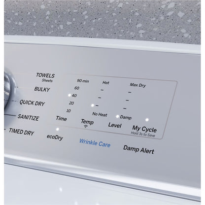 Secadora eléctrica inteligente Profile de 7.4 pies cúbicos en color blanco con ciclo de desinfección y secado por sensor, certificación ENERGY STAR