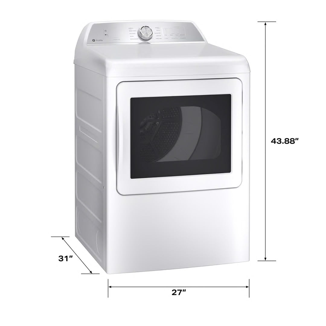 Profile 7.4 cu. ft. Smart Electric Dryer in White with Sanitize Cycle and Sensor Dry, ENERGY STAR