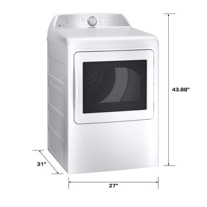 Secadora eléctrica inteligente Profile de 7.4 pies cúbicos en color blanco con ciclo de desinfección y secado por sensor, certificación ENERGY STAR