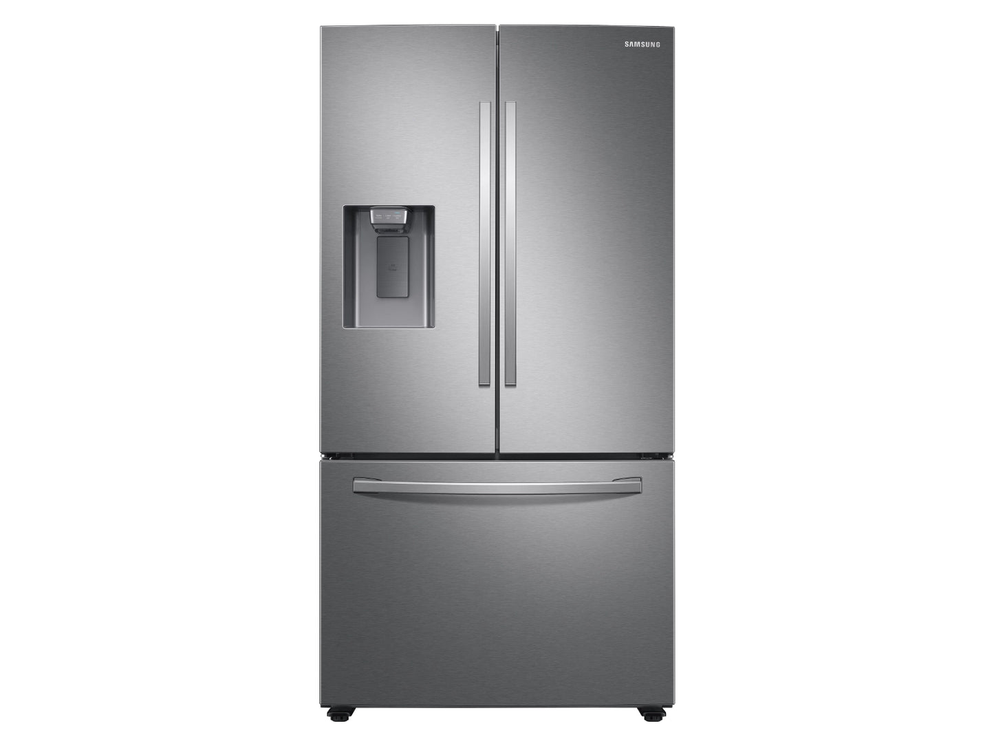 27 cu. ft. Large Capacity 3-Door French Door Refrigerator with External Water & Ice Dispenser in Stainless Steel OUTLET