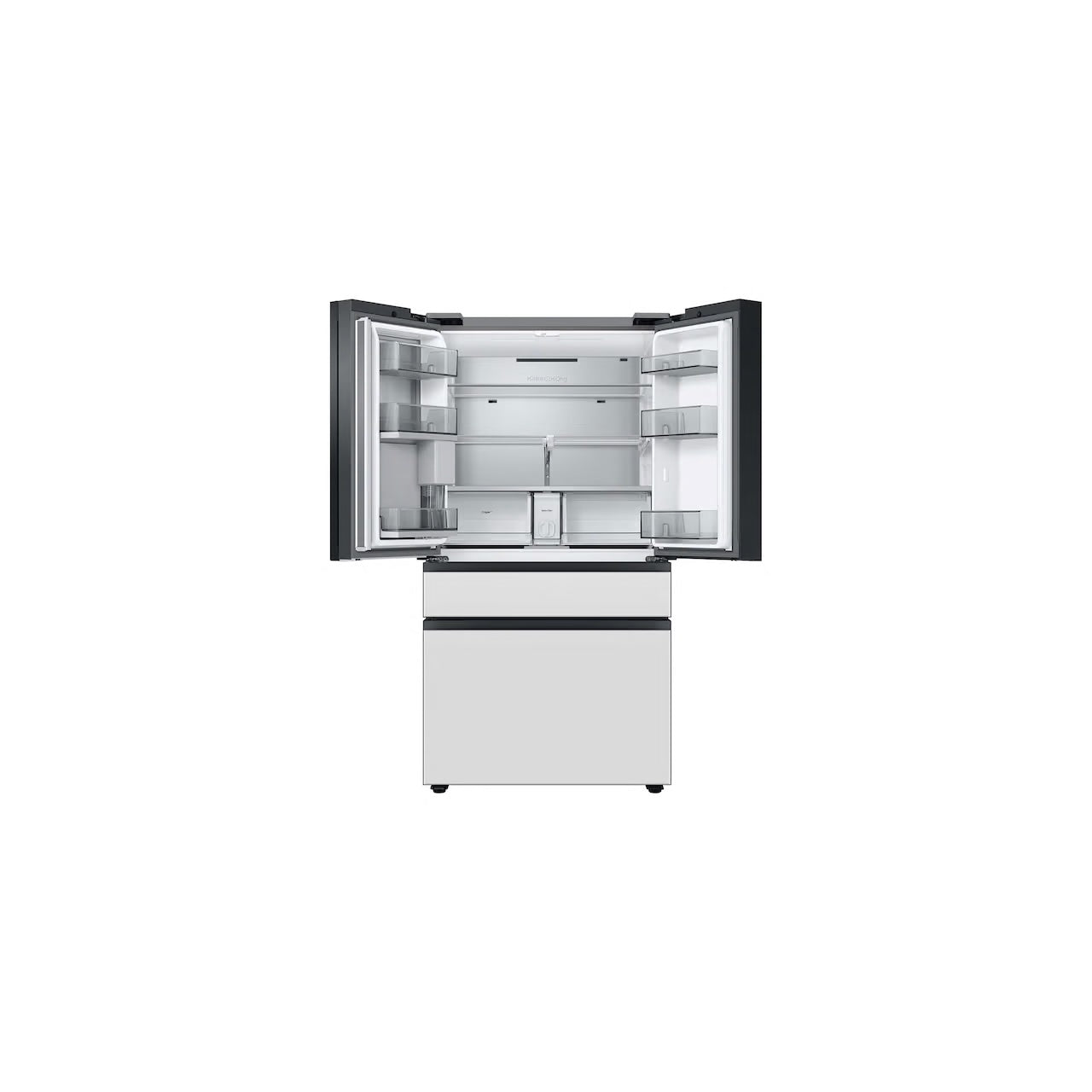 Bespoke 29 cu. ft. 4-Door French Door Smart Refrigerator with Beverage Center in White Glass, Standard Depth