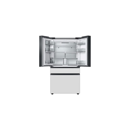 Refrigerador inteligente de 29 pies cúbicos, 4 puertas francesas, con centro de bebidas, vidrio blanco, profundidad estándar