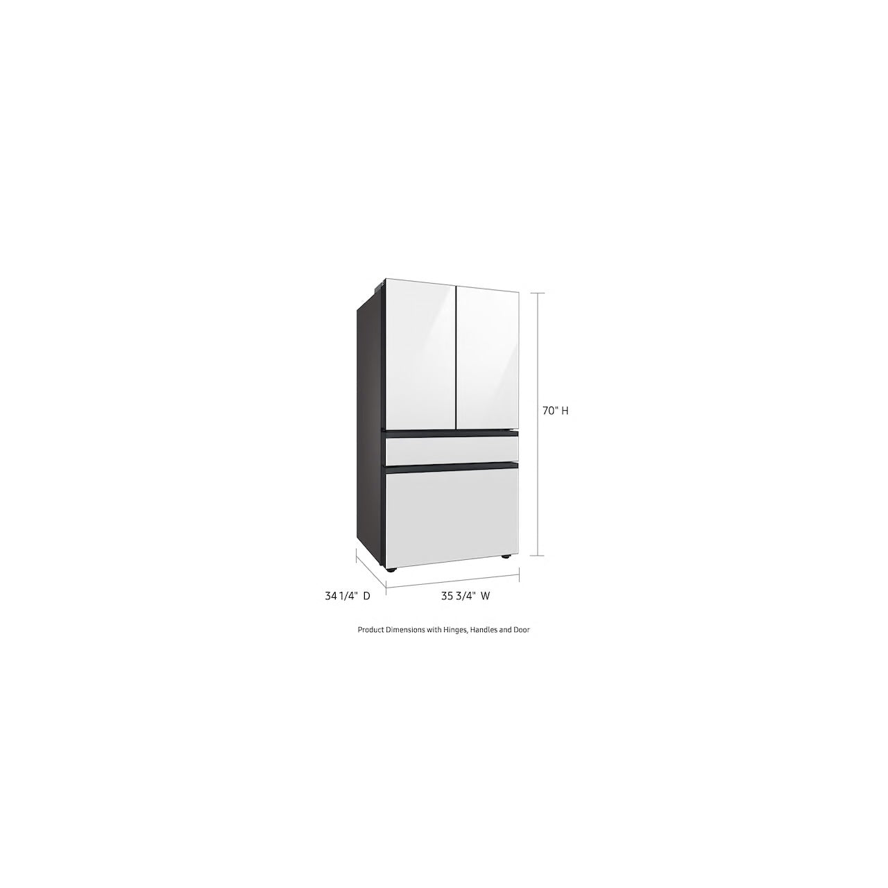 Bespoke 29 cu. ft. 4-Door French Door Smart Refrigerator with Beverage Center in White Glass, Standard Depth