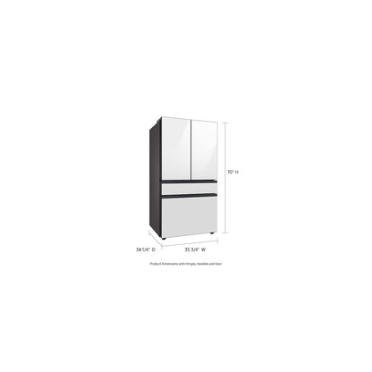 Refrigerador inteligente de 29 pies cúbicos, 4 puertas francesas, con centro de bebidas, vidrio blanco, profundidad estándar