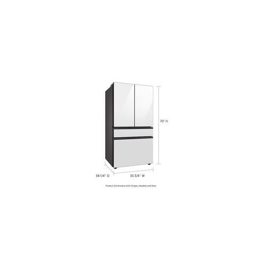 Bespoke 29 cu. ft. 4-Door French Door Smart Refrigerator with Beverage Center in White Glass, Standard Depth