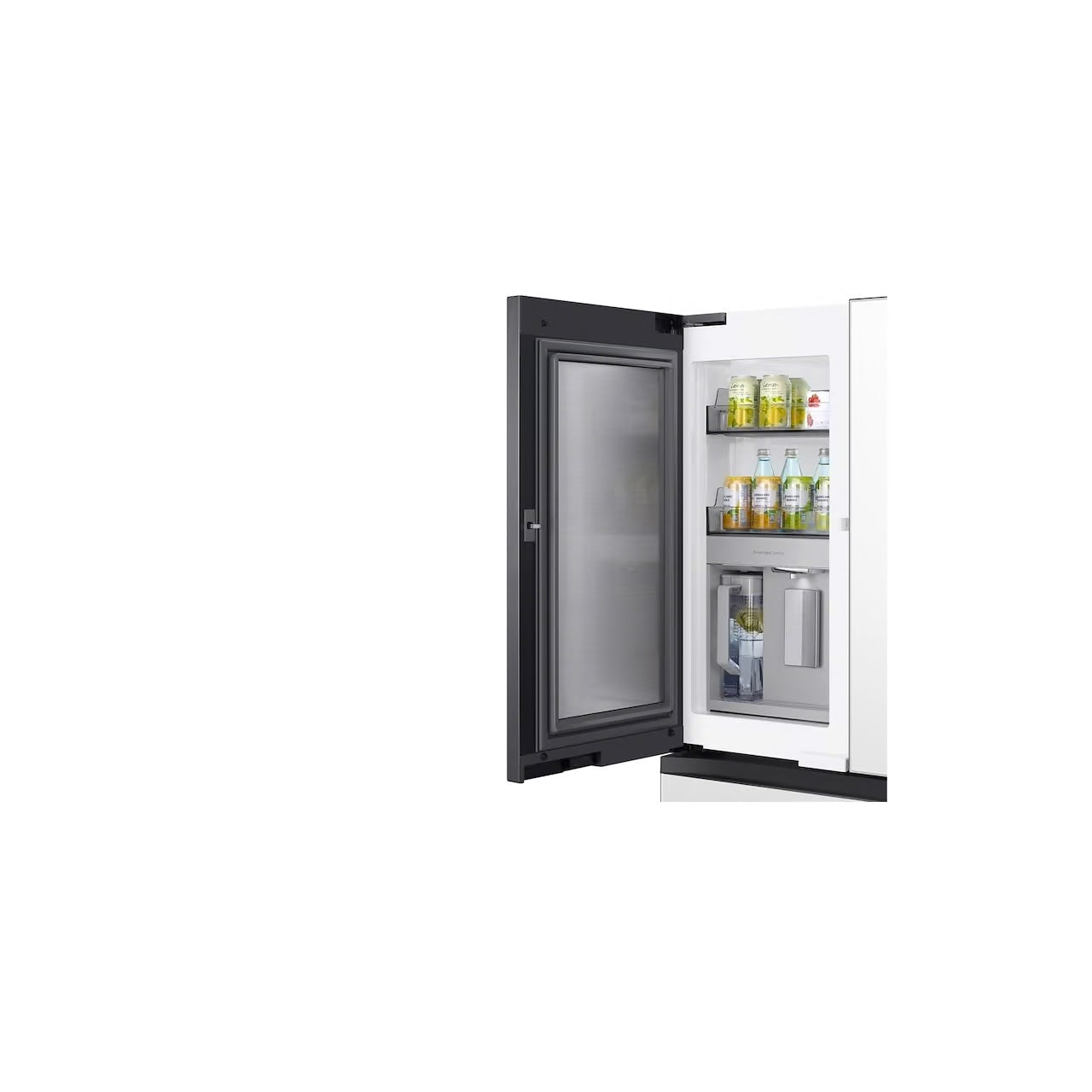 Bespoke 29 cu. ft. 4-Door French Door Smart Refrigerator with Beverage Center in White Glass, Standard Depth