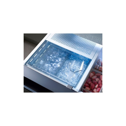 Refrigerador inteligente de 29 pies cúbicos, 4 puertas francesas, con centro de bebidas, vidrio blanco, profundidad estándar