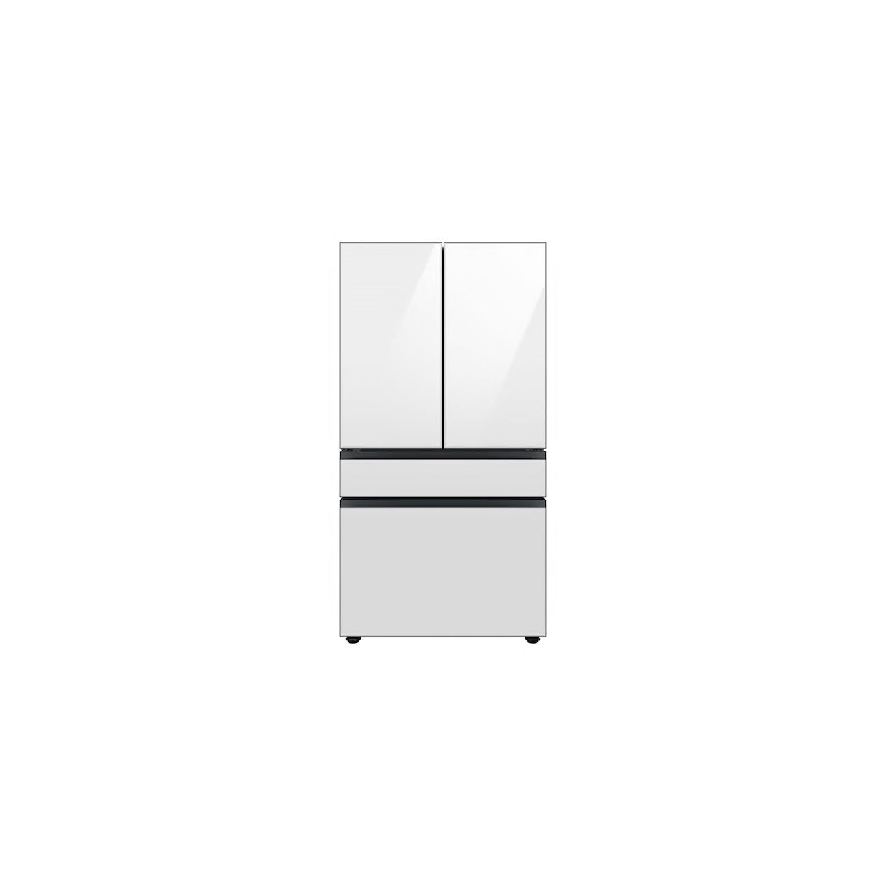 Bespoke 29 cu. ft. 4-Door French Door Smart Refrigerator with Beverage Center in White Glass, Standard Depth