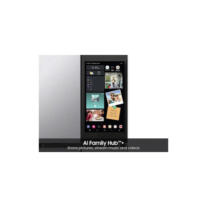 Flex de 4 puertas a medida con Family Hub+ en panel Family Hub color carbón, acero inoxidable