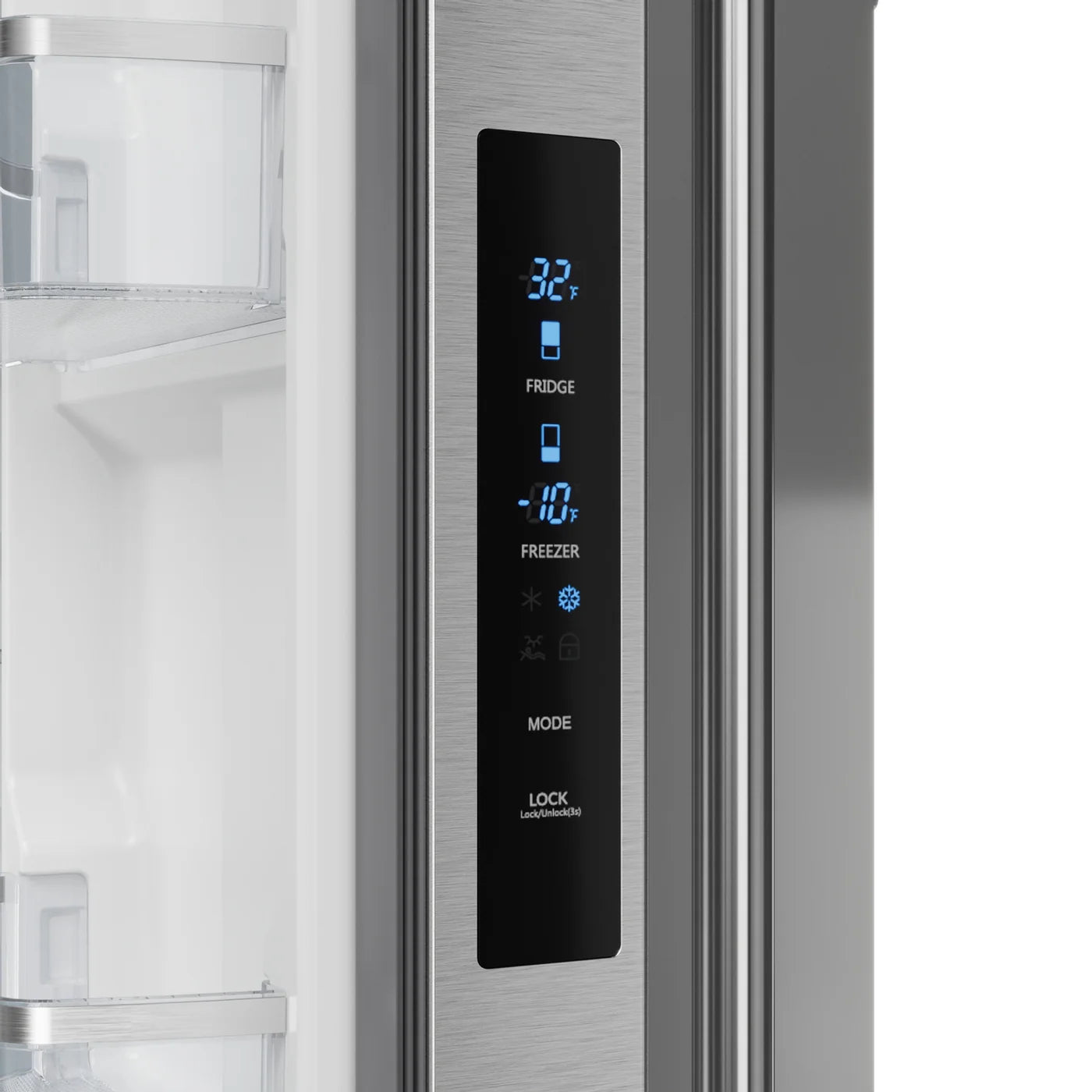 Refrigerador Gordon Ramsay de 17.5 pies cúbicos, 3 puertas, puerta francesa, con máquina de hielo y dispensador de hielo (acero inoxidable), con certificación ENERGY STAR