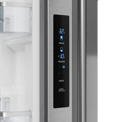 Refrigerador Gordon Ramsay de 17.5 pies cúbicos, 3 puertas, puerta francesa, con máquina de hielo y dispensador de hielo (acero inoxidable), con certificación ENERGY STAR