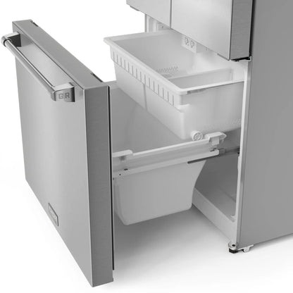 Refrigerador Gordon Ramsay de 17.5 pies cúbicos, 3 puertas, puerta francesa, con máquina de hielo y dispensador de hielo (acero inoxidable), con certificación ENERGY STAR