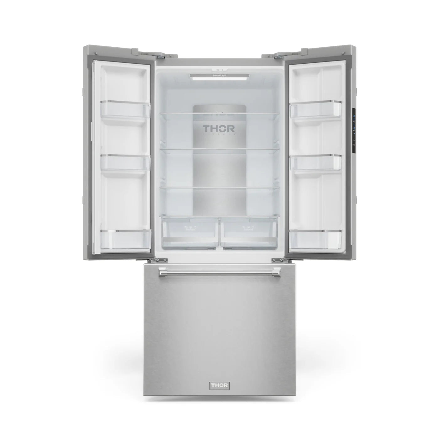 Refrigerador Gordon Ramsay de 17.5 pies cúbicos, 3 puertas, puerta francesa, con máquina de hielo y dispensador de hielo (acero inoxidable), con certificación ENERGY STAR