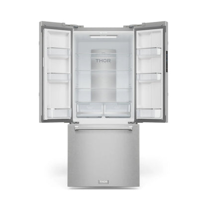 Refrigerador Gordon Ramsay de 17.5 pies cúbicos, 3 puertas, puerta francesa, con máquina de hielo y dispensador de hielo (acero inoxidable), con certificación ENERGY STAR
