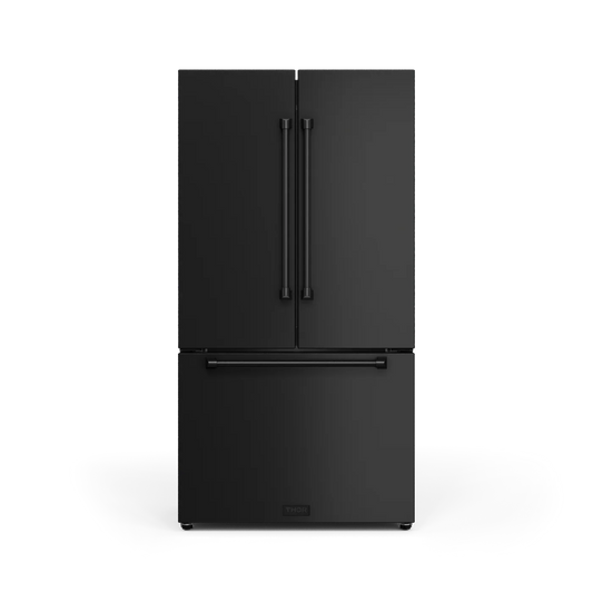 Counter-Depth Gordon Ramsay Series 20.3-cu ft 3 -Door French Door Refrigerator with Ice Maker with Ice Dispenser ( Matte Black ) ENERGY STAR Certified