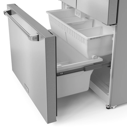 Refrigerador de tres puertas francesas de 20.3 pies cúbicos con máquina de hielo y dispensador de hielo, serie Gordon Ramsay, con profundidad de mostrador (acero inoxidable), certificación ENERGY STAR
