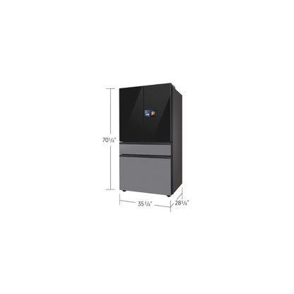 Refrigerador francés de 4 puertas a medida (23 pies cúbicos) con AI Home en cubierta de vidrio color carbón y acero inoxidable