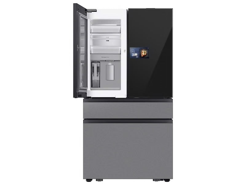 Bespoke 4-Door French Door Refrigerator (23 cu. ft. ) with AI Home in Charcoal Glass Top and Stainless Steel