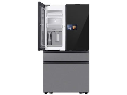 Refrigerador francés de 4 puertas a medida (23 pies cúbicos) con AI Home en cubierta de vidrio color carbón y acero inoxidable