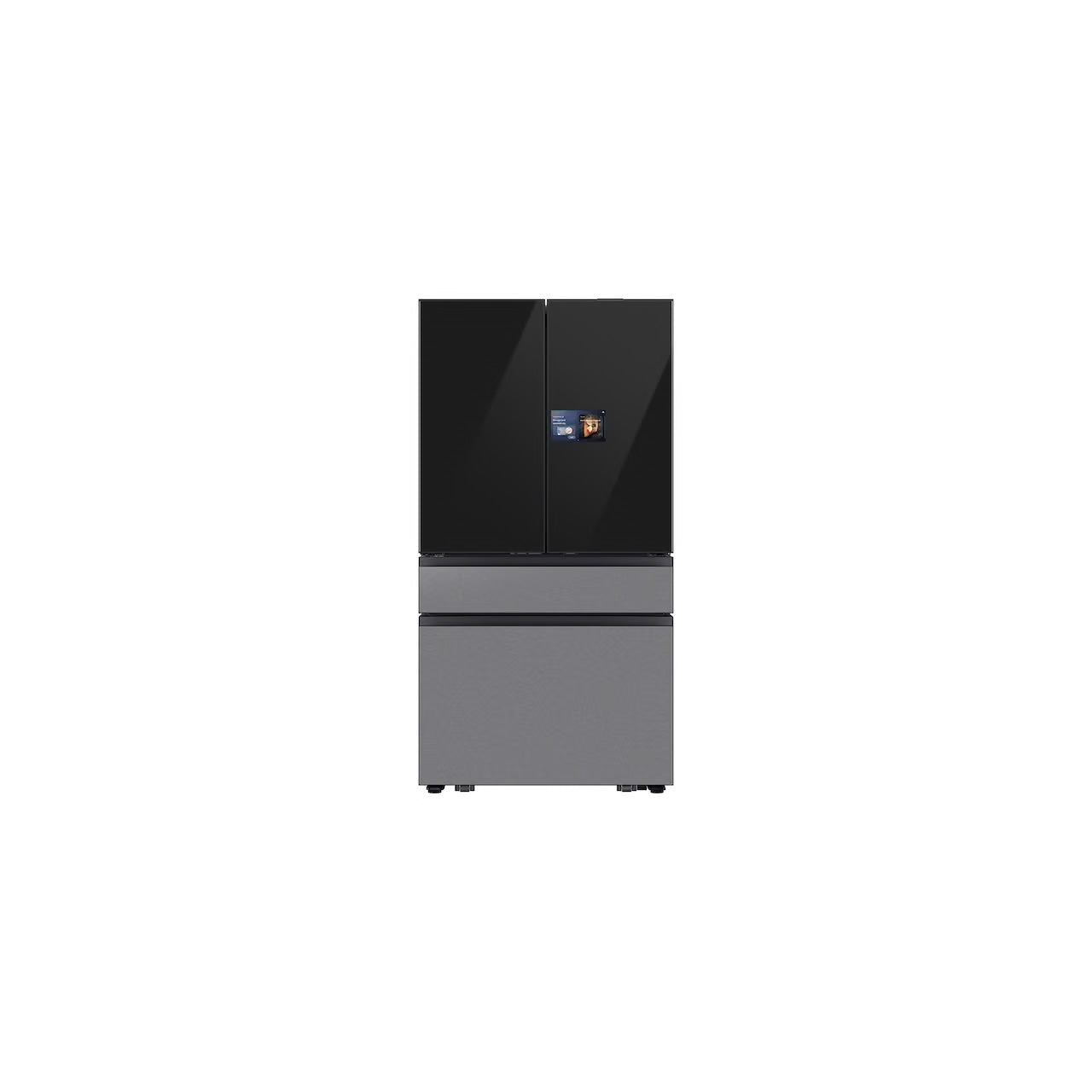 Bespoke 4-Door French Door Refrigerator (23 cu. ft. ) with AI Home in Charcoal Glass Top and Stainless Steel