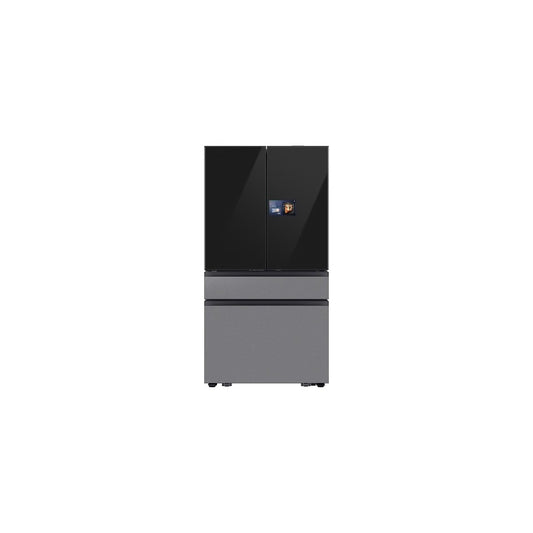 Bespoke 4-Door French Door Refrigerator (23 cu. ft. ) with AI Home in Charcoal Glass Top and Stainless Steel