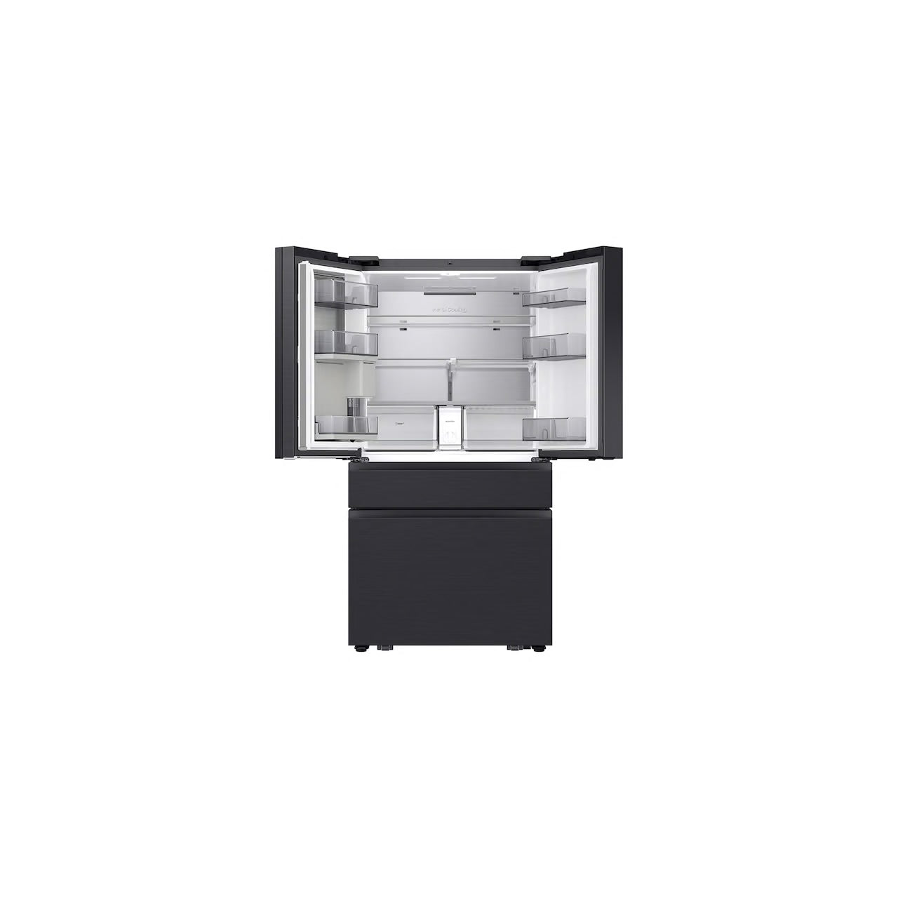 Bespoke 4-Door French Door Refrigerator (29 Cu. Ft.) with AI Family Hub+ in Charcoal Glass and Black/Charcoal