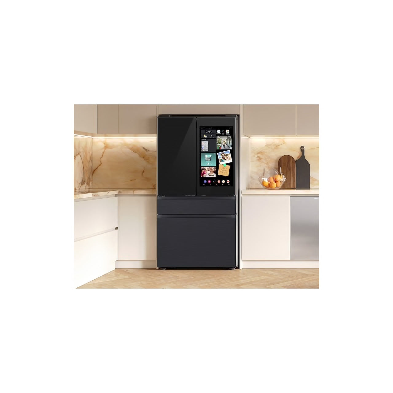 Bespoke 4-Door French Door Refrigerator (29 Cu. Ft.) with AI Family Hub+ in Charcoal Glass and Black/Charcoal