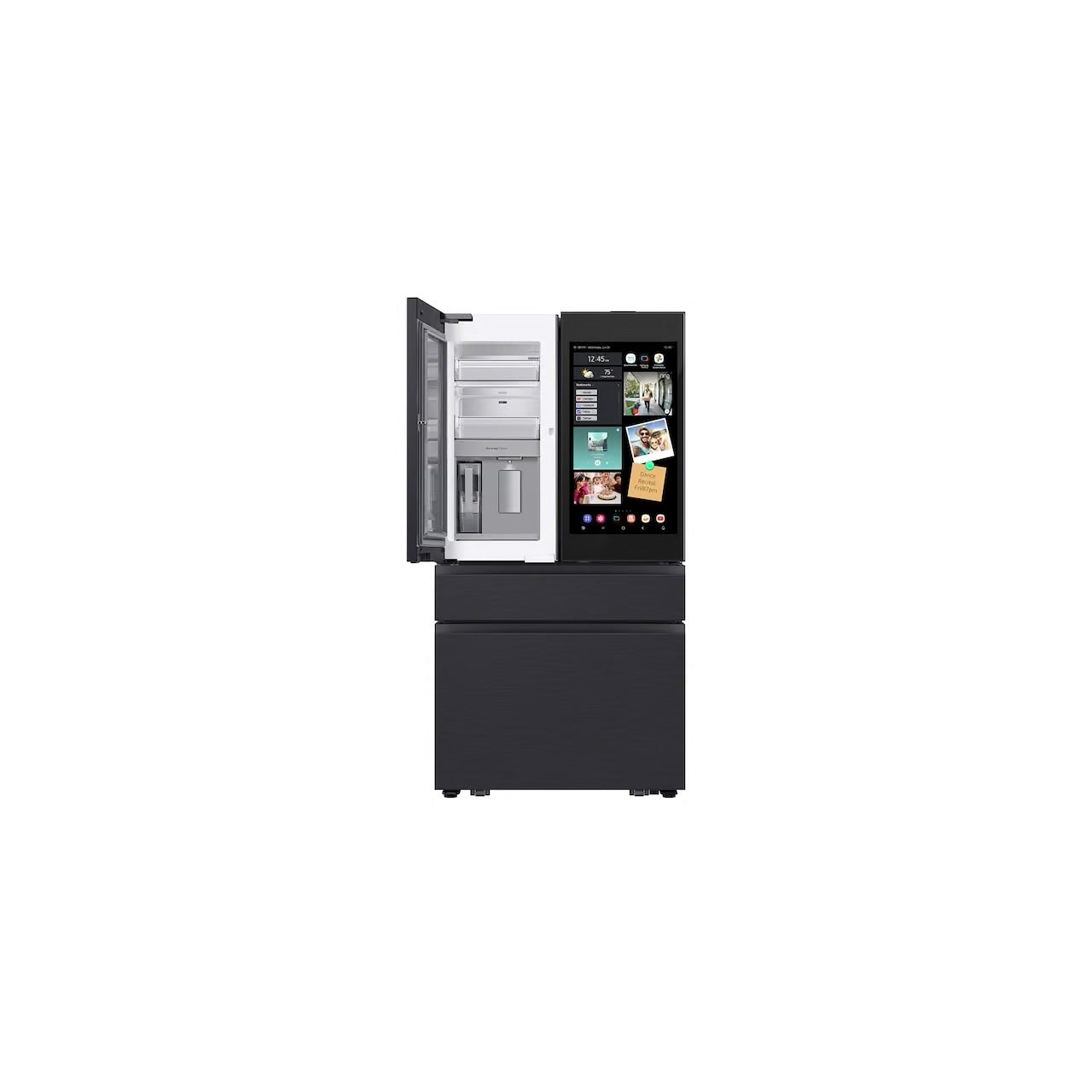 Bespoke 4-Door French Door Refrigerator (29 Cu. Ft.) with AI Family Hub+ in Charcoal Glass and Black/Charcoal