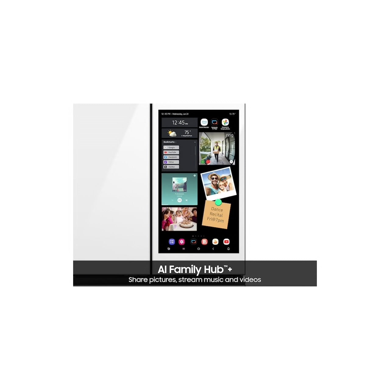 Bespoke 4-Door French Door Refrigerator (29 cu. ft. ) with AI Family Hub+ in Charcoal Glass and White Glass