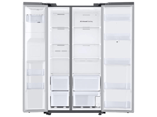 36 in. 26.7 cu. ft. Smart Side by Side Refrigerator with Family Hub in Stainless Steel, Standard Depth