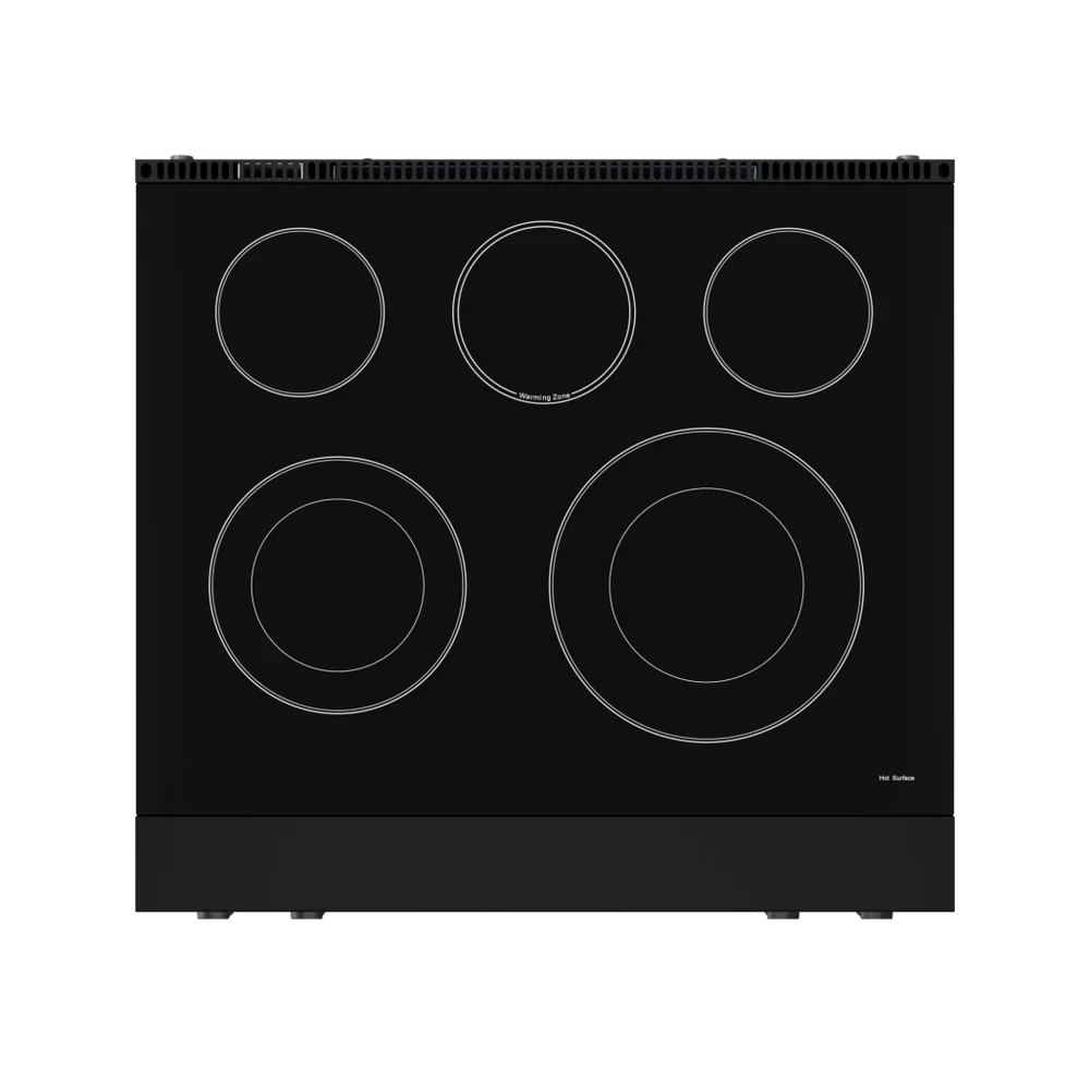 Gordon Ramsay Series 30-in Glass Top 5 burners 4.55-cu ft Air Fry Convection Oven Freestanding Electric Range (Matte Black)