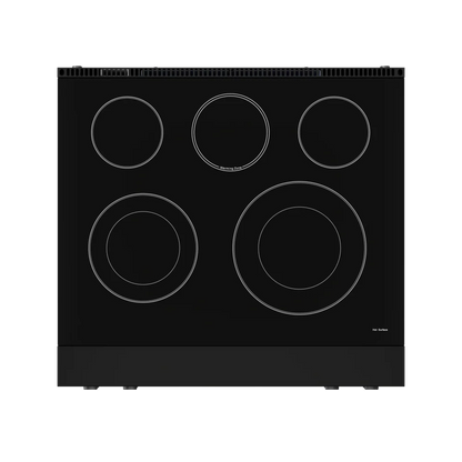 Horno de convección con freidora de aire de 30 pulgadas y 5 quemadores, serie Gordon Ramsay, cocina eléctrica independiente de 4.55 pies cúbicos (negro mate)