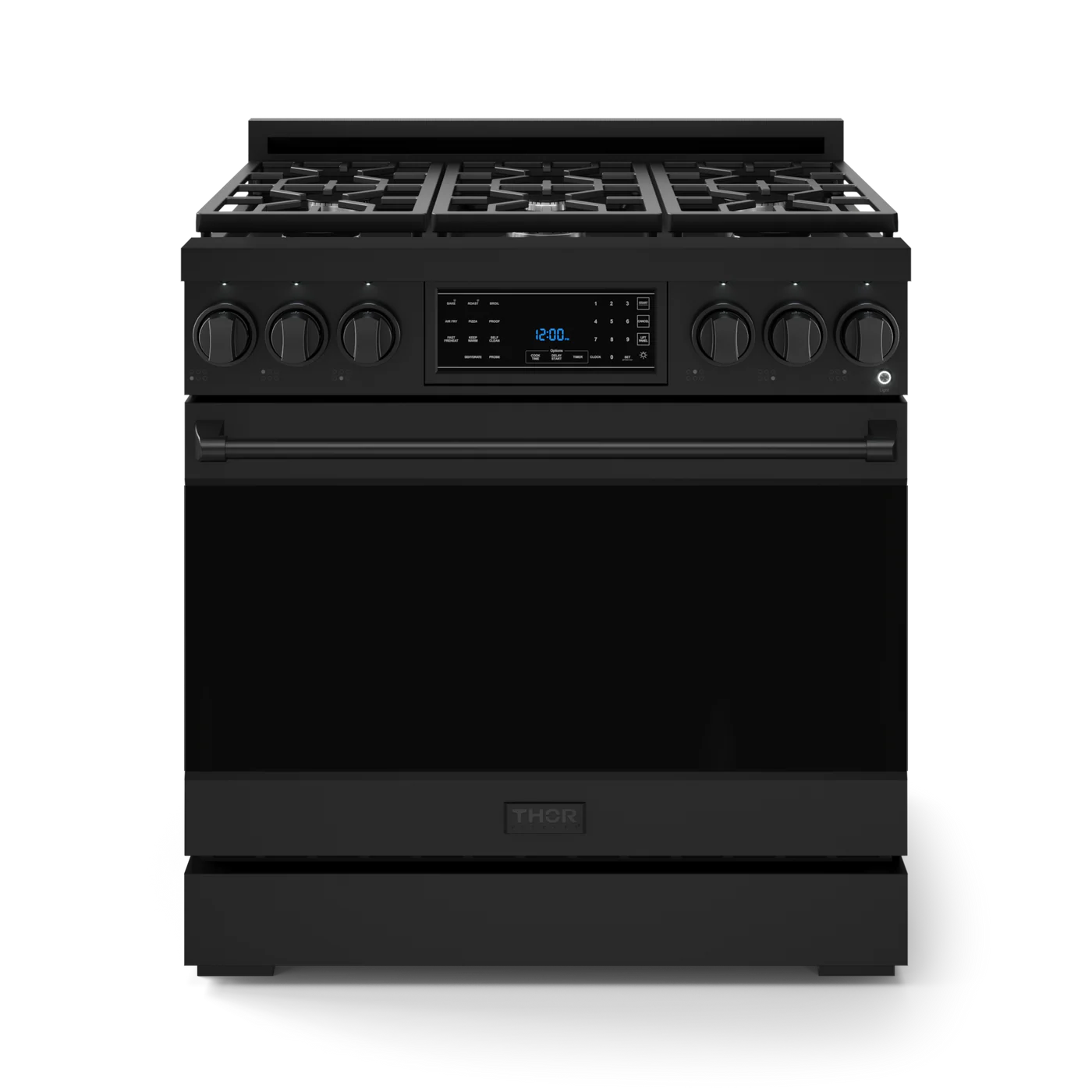 Gordon Ramsay Series 36-in 6 burners 6-cu ft Air Fry Convection Oven Freestanding Natural Gas Range ( Matte Black )