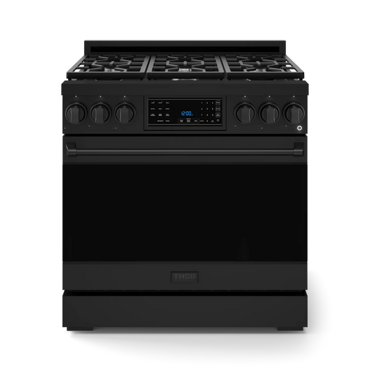 Gordon Ramsay Series 36-in 6 burners 6-cu ft Air Fry Convection Oven Freestanding Natural Gas Range ( Matte Black )