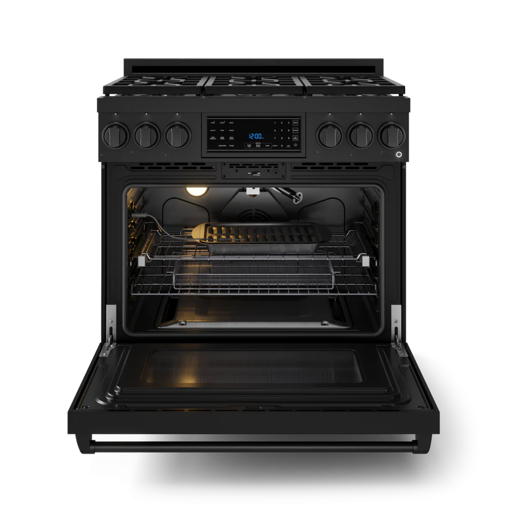 Gordon Ramsay Series 36-in 6 burners 6-cu ft Air Fry Convection Oven Freestanding Natural Gas Range ( Matte Black )