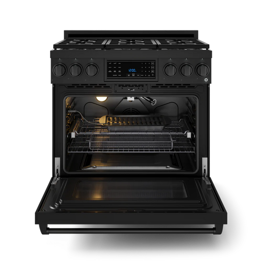 Gordon Ramsay Series 36-in 6 burners 6-cu ft Air Fry Convection Oven Freestanding Natural Gas Range ( Matte Black )