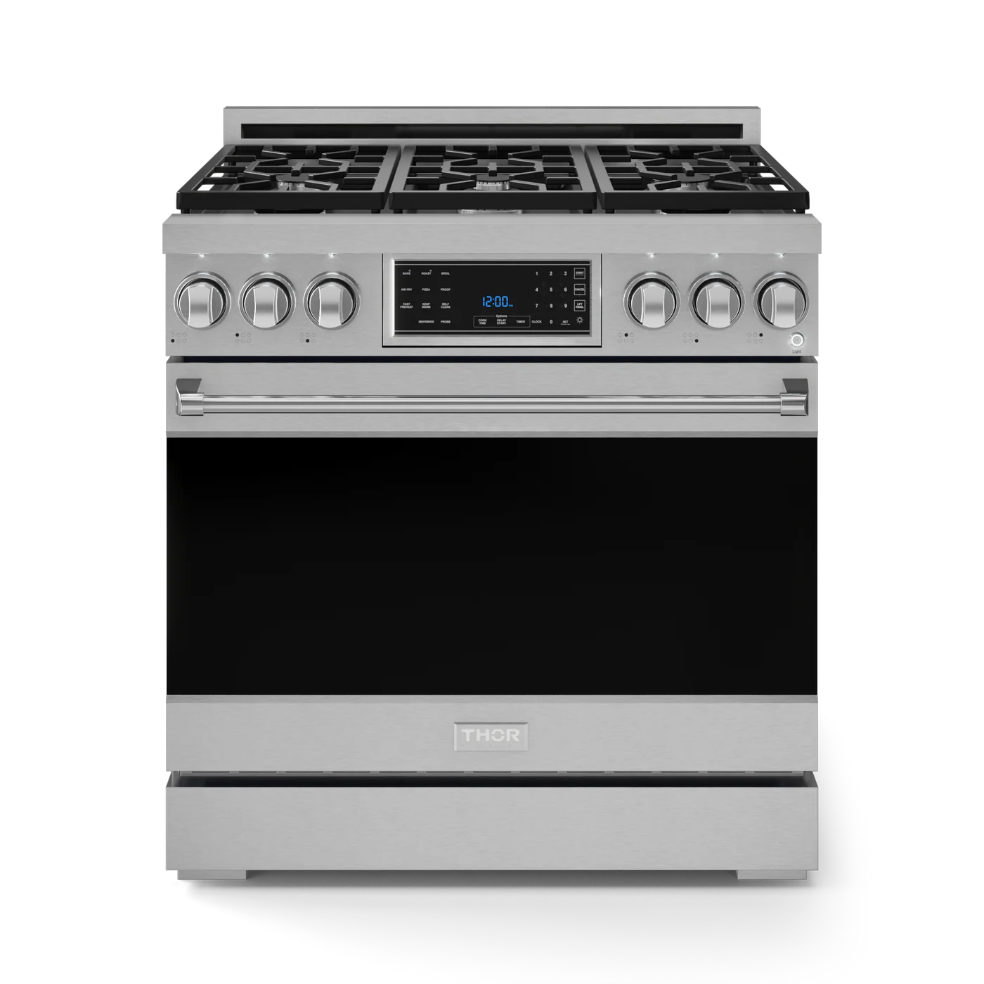 Gordon Ramsay Series 36-in 6 burners 6-cu ft Air Fry Convection Oven Freestanding Natural Gas Range ( Stainless Steel )