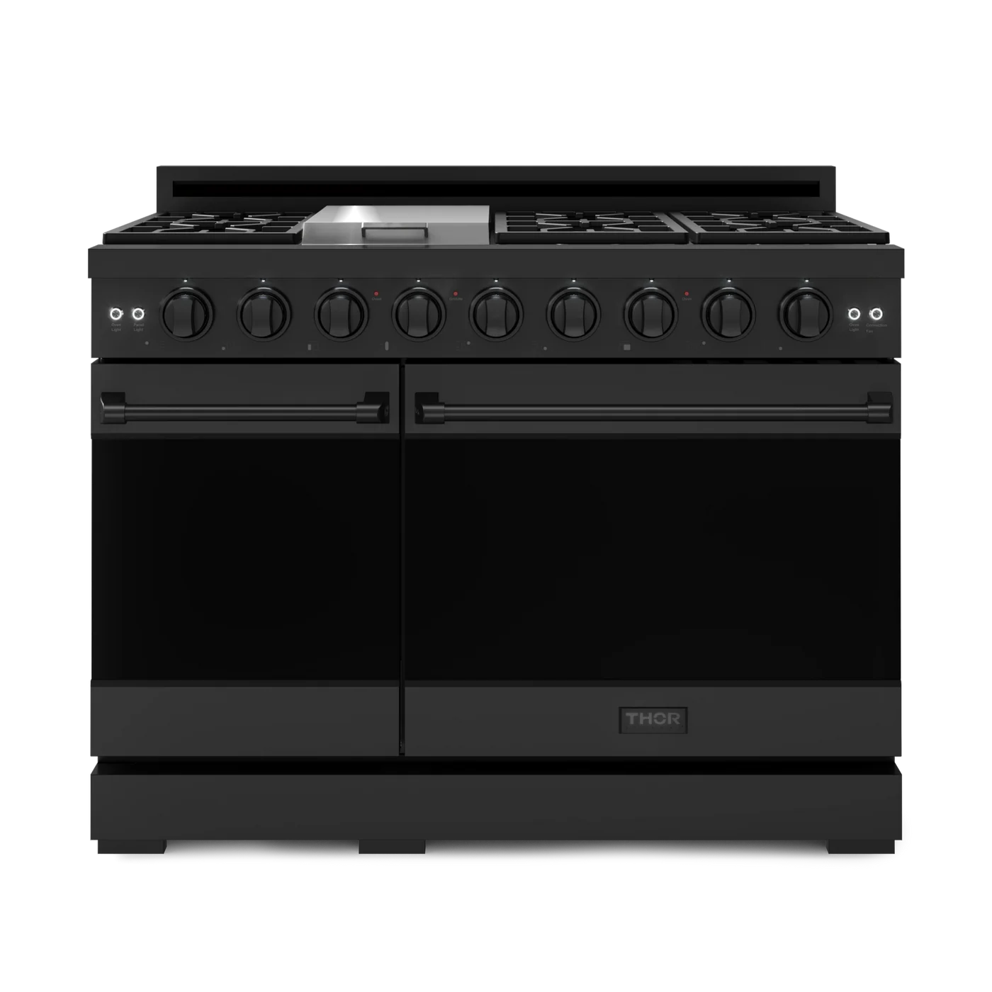 Gordon Ramsay Series 48-in 7 burners 4.6-cu ft / 2.2-cu ft Convection Oven Freestanding Double Oven Gas Range (Matte Black)
