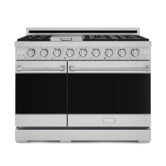 Gordon Ramsay Series 48-in 7 burners 4.6-cu ft / 2.2-cu ft Convection Oven Freestanding Double Oven Gas Range (Stainless Steel)