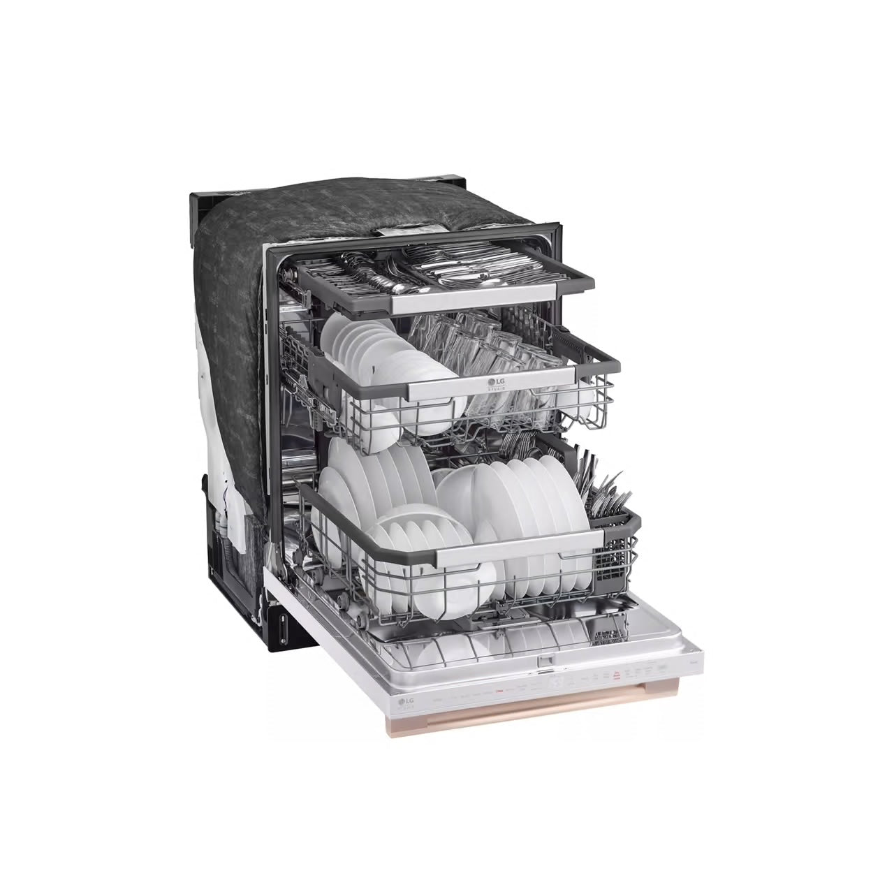 STUDIO SMART Top Control Dishwasher in Essence White with 1-Hour Wash & Dry, QuadWash Pro, and TrueSteam