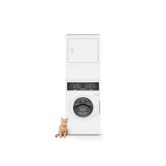 Stacked White Washer - Electric Dryer with Pet Plus Sanitize Fast Cycle Times 5-Year Warranty