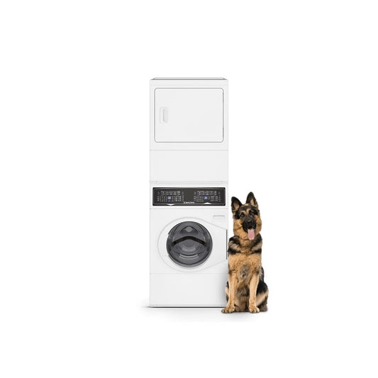 Stacked White Washer - Gas Dryer with Pet Plus Sanitize Fast Cycle Times 5-Year Warranty