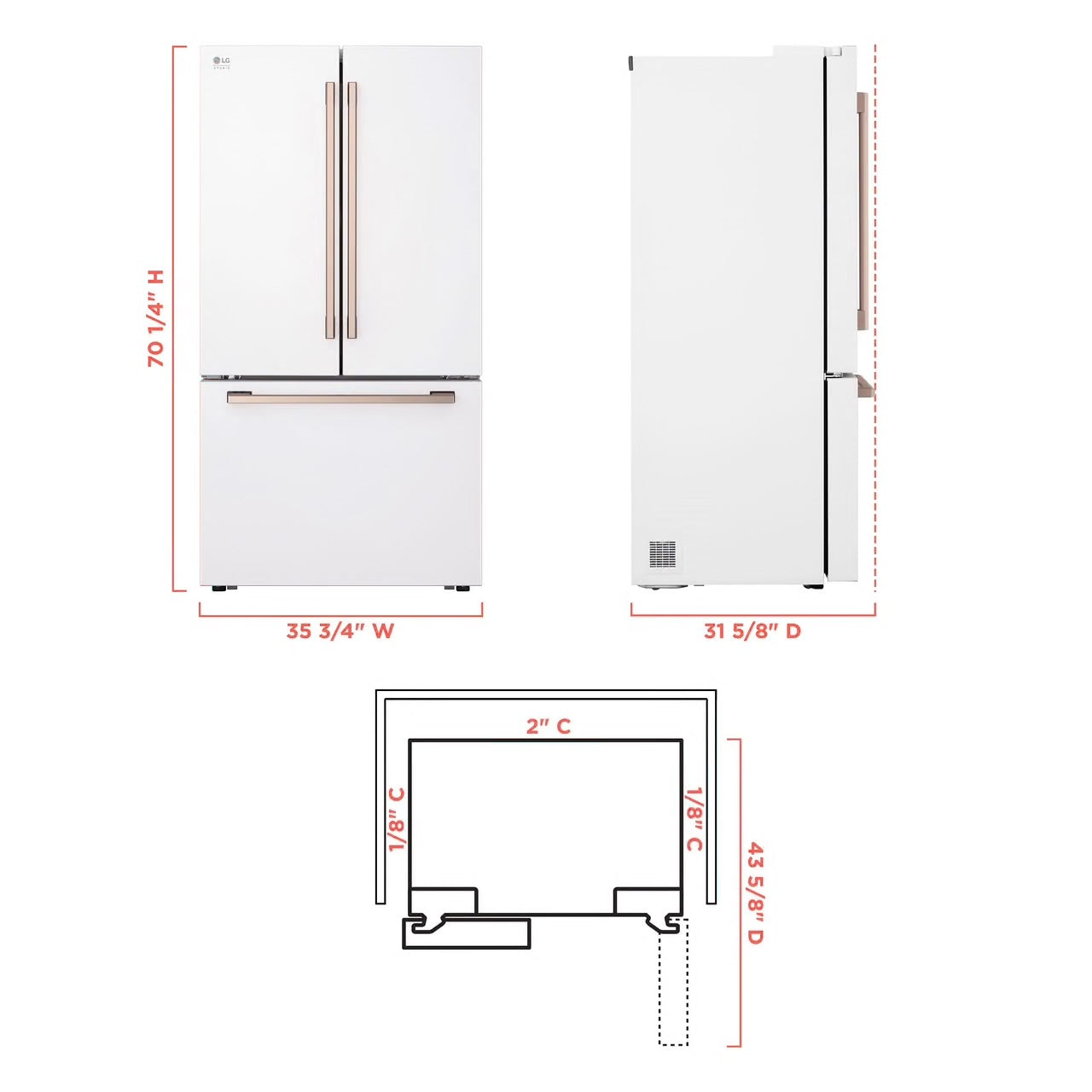 STUDIO 27 cu. ft. SMART Counter Depth, 3-Door, French Door Refrigerator with Water Dispenser and Ice
