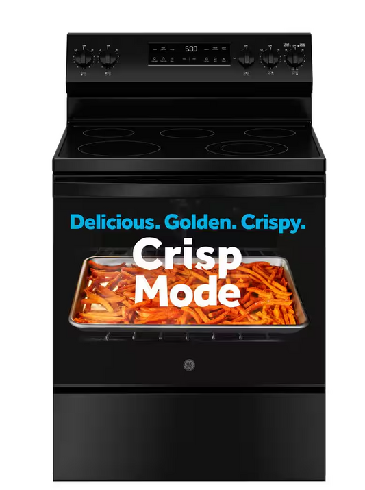 30 in. 5 Burner Element Free-Standing Electric Range in Black with Crisp Mode